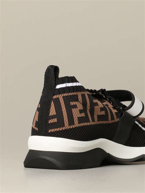 fendi face slip on sneakers|Black technical mesh running sneakers .